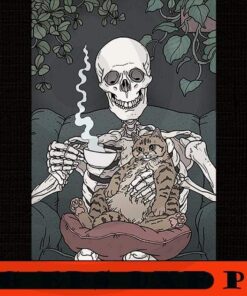 Cat Days skeleton , 2021 Halloween, retro vintage halloween art, 2021 halloween gift, halloween theme Customizable PNG