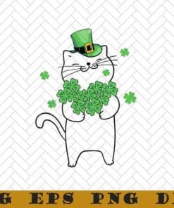 Cat Leprechaun, Shamrock St Patrick's Day, Kitty St.Patrick's Day, Cat Shamrock, Cat Lover, Layered Svg Eps Png Dxf