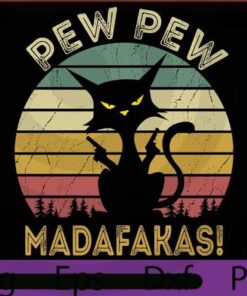 Cat Pew Pew Madafakas, 2021 Halloween, horror art, scary quote cute funny Art, Halloween Theme, Customizable PNG