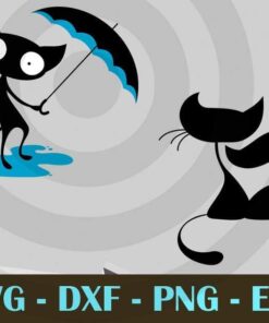 Cat Umbrella funny cat Design Bundles Customizable Layered Svg, Svg Eps Png Dxf