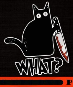 Cat What Murderous Black Cat With Knife Gift, Happy Halloween Day 2021, Horror Movie Horror Film, Halloween Movie Customizable PNG