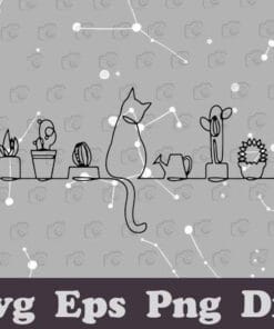 Cats and Plants, Plant Lady, Plant Lover, Gardener, Gift for Cat Lover, Succulent plants, Plant Lover Gift, Layered SVG, DXF, PNG, EPS
