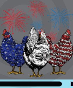 Chicken America Flag 4th of July, Happy America Independence Day, Happy Chickens, Customizable Png