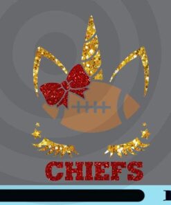 Chiefs Glitter Unicorn, Unicorn Football, Sport, NFL Sport, Football, Football Lover, Unicorn Lover Customizable Png