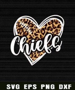 Chiefs, Leoapard Chiefs, Chiefs Lovers, Football, Football Heart Shape, American Football, Heart Doodle Layered Svg Eps Png Dxf