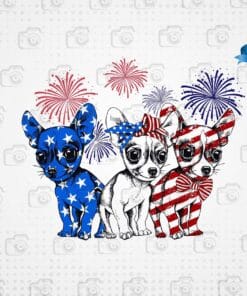 Chihuahua American Flag, Cute Chihuahua, Love Dog, Firework, New Year Eve, USA Flag Headband, Layered SVG, DXF, PNG, EPS