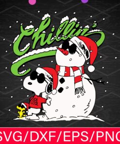 Chillin' Christmas Svg, Christmas Svg, Funny Christmas Svg, Snoopy And Snowman Svg, Santa Snoopy, Layered SVG, DXF, PNG, EPS