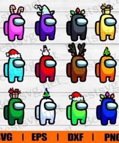 Christmas Among US Bundle, Among Us Game Svg, Imposter Svg, Video Game, Layered SVG, DXF, PNG, EPS