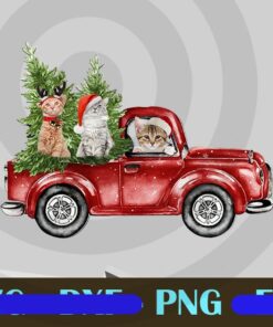 Christmas cat farmer truck png download Customizable PNG
