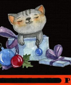 Christmas Cat Sticker cute , Merry Christmas, Christmas Day, Christmas Cat Customizable PNG