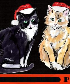 Christmas cats Sticker , Merry Christmas, Christmas Cat, Christmas Day Customizable PNG