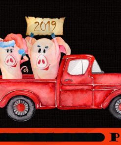 Christmas Classic Red Truck - 2019 Year of The Pig - The New Year Lucky Pigs, Happy Christmas Christmas Truck X-mas, Christmas Day, Cute Christmas Gift, Customizable PNG
