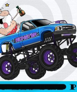 Christmas drunk santa riding monster truck Sticker, Happy Christmas Christmas Truck X-mas, Christmas Day, Cute Christmas Gift, Customizable PNG