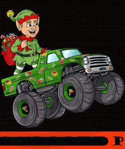 Christmas Elf Riding Monster Truck Boys Kids, Happy Christmas X-mas, Cute Christmas Truck, Christmas Day, Christmas Gift, Customizable PNG