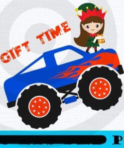Christmas Elf Riding Monster Truck Funny design for all xmas lovers, Happy Christmas Christmas Truck X-mas, Christmas Day, Cute Christmas Gift, Customizable PNG