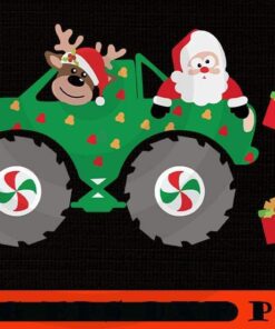 Christmas elf riding monster truck, Happy Christmas Christmas Truck X-mas, Christmas Day, Cute Christmas Gift, Customizable PNG