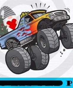 christmas elf riding monster truck, Happy Christmas Christmas Truck X-mas, Christmas Day, Cute Christmas Gift, Customizable PNG