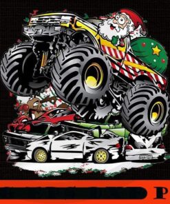 Christmas Elf Riding Monster Truck, Happy Christmas X-mas, Christmas Truck, Christmas Day, Christmas Gift, Customizable PNG