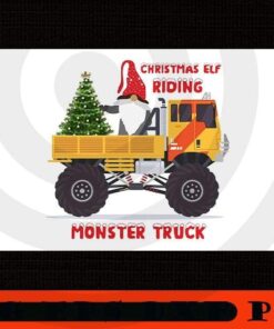 Christmas elf riding monster truck Mouse Pad, Happy Christmas Christmas Truck X-mas, Christmas Day, Cute Christmas Gift, Customizable PNG