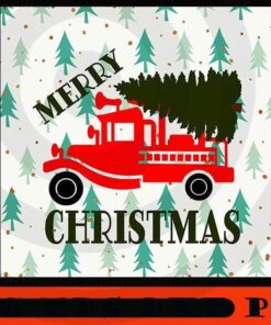 Christmas Fire Truck Tote Bag, Happy Christmas Christmas Truck X-mas, Christmas Day, Cute Christmas Gift, Customizable PNG