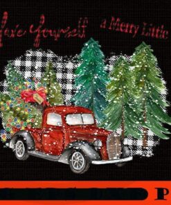 Christmas Holiday Print Vintage Red Truck Buffalo Black Plaid Gift from Santa Chrismas Truck Happy Chrismas Customizable PNG
