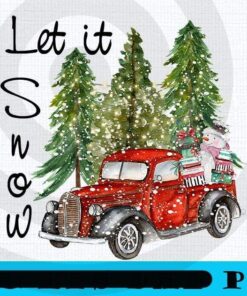 Christmas Holiday Red Vintage Truck Let It Snow Snowman Vintage Christmas, Happy Christmas X-mas, Christmas Truck, Christmas Day, Christmas Gift, Customizable PNG