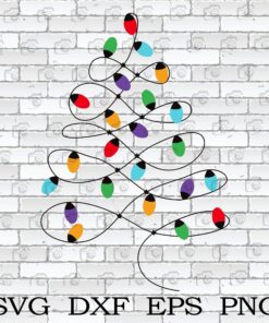 Christmas Lighting Tree, Christmas Tree, Decoration Bulb, Colorful Bolb, Christmas Lighting, Layered SVG, DXF, PNG, EPS