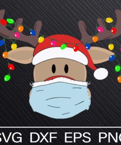 Christmas Mask Cute, Reindeer Mask, Merry Christmas Svg, Face Mask, Layered SVG, DXF, PNG, EPS