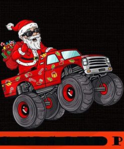 Christmas Santa Claus Riding Monster Truck Boys, Happy Christmas X-mas, Cute Christmas Truck, Christmas Day, Christmas Gift, Customizable PNG