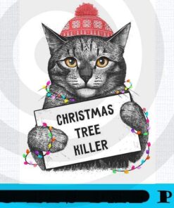 Christmas tree killer, Merry Christmas, Christmas Day, Cute Christmas Cat Customizable PNG