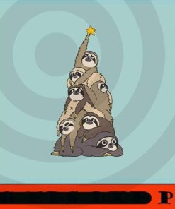 Christmas Tree Sloths, Cute funny Sloth, Sloth Squad, Sloth Lover, Funny animal Art Customizable PNG