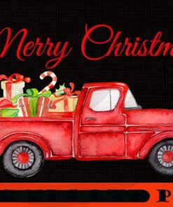 Christmas Vintage Red Pickup Truck with Presents Classic , Happy Christmas X-mas, Christmas Truck, Christmas Day, Christmas Gift, Customizable PNG