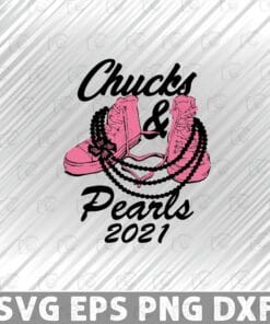 Chucks and Pearls, Kamala Harris, Madam Vice President, Pink Converse, Pearl Necklaces, politics, Inauguration Layered Svg, Svg Eps Png Dxf