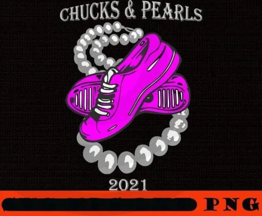 Chucks And Pearls Pink, Feminist, Woman Up, Empower Women, Kamala Harris, Kamala Woman, VP, Harris and Biden, Inauguration, African American Political Customizable PNG