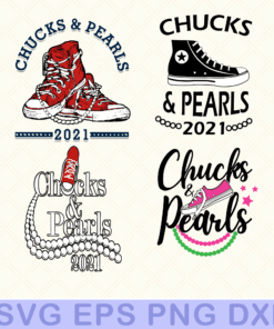 Chucks and Pearls,2021 Harris Biden, Kamala Harris, Madam Vice President, Converse, Pearl Necklaces, Gift For Girls, Boys Inauguration 2021-4Zip Layered Svg Eps Png Dxf