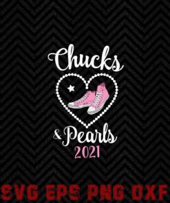 Chucks and Pearls,2021 Harris Biden, Sororities Perfect,Gift Line Sisters, Heart Shape, Converse Pink Colour Layered SVG, DXF, PNG, EPS