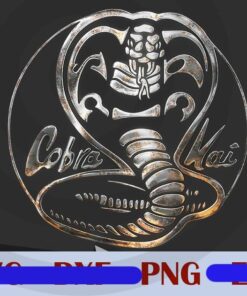 Cobra Kai Rusted Steel Snake Logo Graphic, Birthday Gift Silver Snake, Comedy-drama TV show Series, Customizable PNG
