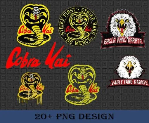 Cobra Kai Vintage Bundle Logo, Cobra Kai Bundle 20+ Design, Comedy, Funny Gift, film, 20+ PNG Design