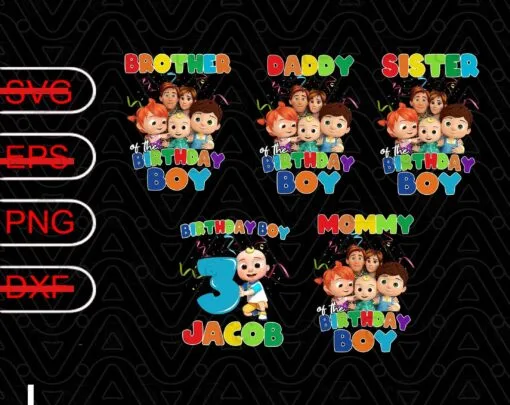 Cocomelon Family, Birthday, Personalized, Colorful, Happy, Png