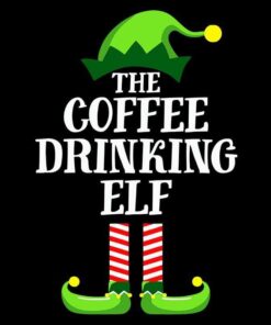 Coffee Drinking Elf, Matching Family Group, Christmas Party, Layered SVG, DXF, PNG, EPS