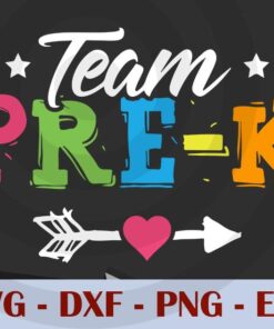 Colordul cute Team Pre-K Teacher Student Back To School PreSchool Customizable Layered Svg, Svg Eps Png Dxf