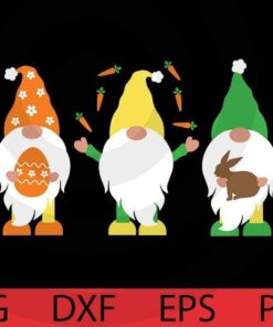 Colorful Easter Gnomes Happy Easter Day Customizable Layered Svg, Svg Eps Png Dxf
