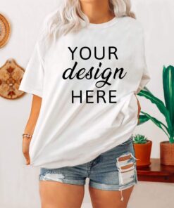 Comfort Colors C1717 White Shirt - Unisex Size Chart- White Colored Shirt - Unisex Sizing- Model Mock up Tee - Size Chart - Oversized Mockup