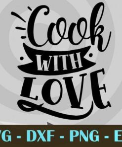 Cook With Love, Pot holder, kitchen , Customizable Layered Svg, Svg Eps Png Dxf