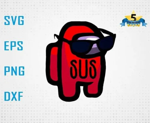 Cool Among Us Sus, Among Us with Glasses, Among Us, Among Us Lovers, Among Us Characters, game, Layered Svg Eps Png Dxf