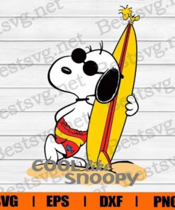 Cool Likr Snoopy, Snoopy And Surf Board, The Summer, Snoopy Cartoon, Disney Cartoon, Layered SVG, DXF, PNG, EPS
