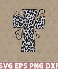 Cross leopard, Leopard Print Cross, Christian Cross, Easter Cross, Christian, Cheetah Cross Layered Svg Eps Png Dxf
