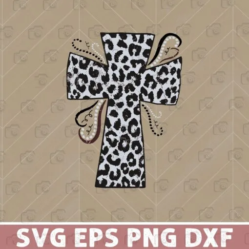 Cross leopard, Leopard Print Cross, Christian Cross, Easter Cross, Christian, Cheetah Cross Layered Svg Eps Png Dxf