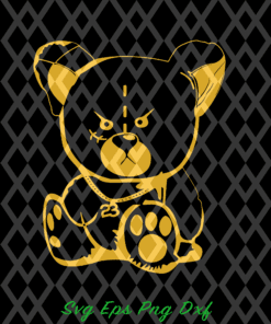 Cute Air Jordan Retro 9 Dark Charcoal University Gold Bear, Retro 9 Dark Charcoal University Gold, Gray Gold Retro 9SVG PNG DXF, EPS, PDF