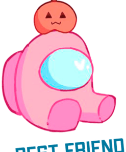 Cute Among Us Pumpkin, Best Friend, Pink Among Us, Among Us Pink Pumpkin, BFF Gift, Video Game, SVG PNG DXF, EPS, PDF